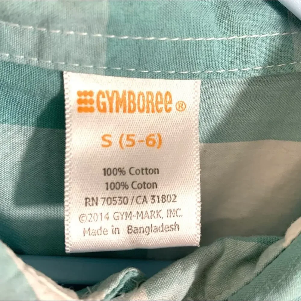Gymboree Button Down Shirt Light Blue Checks Boys Small